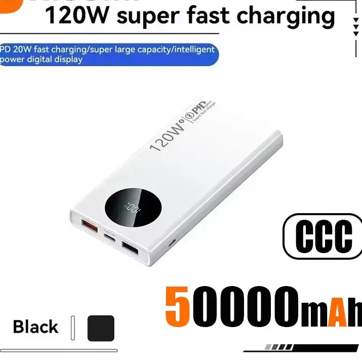 500000mAh High Capacity Power Bank 120W Fast Charging Powerbank Portable Battery Charger For iPhone Samsung Huawei Xiaomi 2026