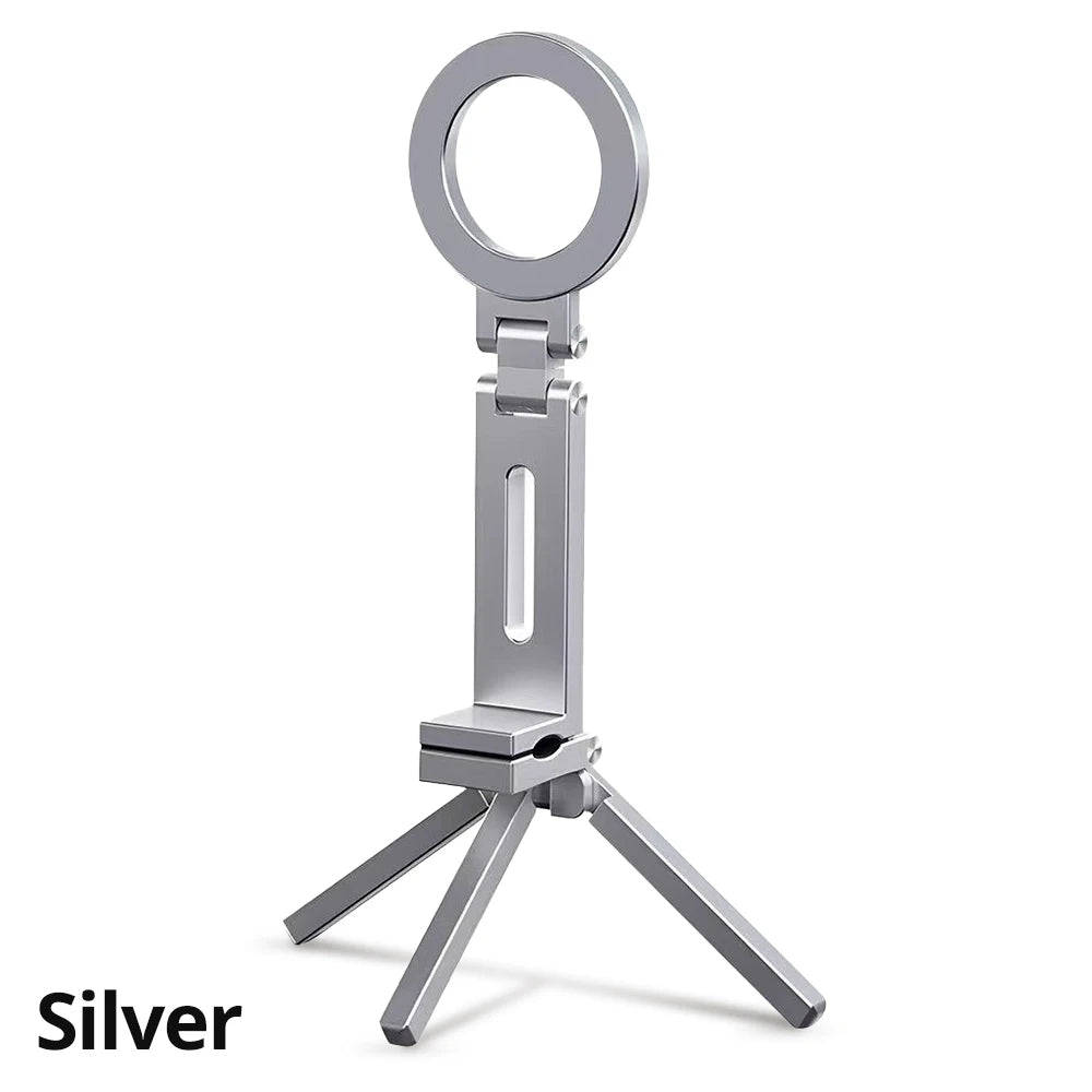 Foldable Magnetic Phone Tripod Holder 360 Rotating Portable Stand For iPhone Samsung Travel Video Shooting Desk Plane Train
