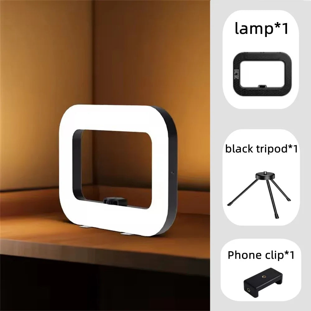 2026 New Handheld Ring LED Rechargeable Fill light Portable Mobile Phone Live Broadcast selfie Photography with phone clip
