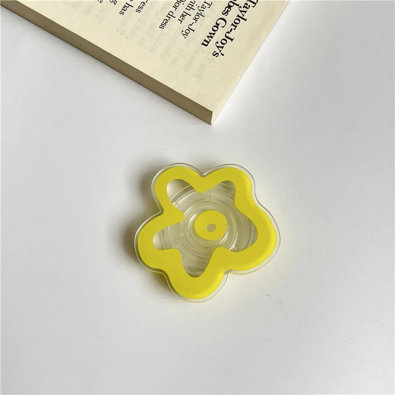 Cute Solid Color Flower Glossy Foldable Socket Pocket Grip Phone Holder for IPhone 17 Pro Max Griptok Finger Ring Stand Bracket
