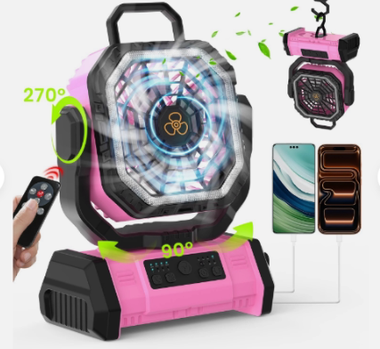 Camping Fan 20000mAh Portable Rechargeable Battery Tent Fan with LED lights